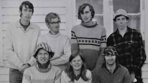 The 50th reunion committee, who all plan to return for the centenary celebrations. Top from left: Ralph Woods, Dave Court, Alan Bollard, Bruce Hayward. Bottom from left: Chris Patterson, Sue Woods, Bill Rae.