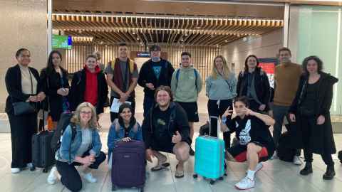 The tour group at Auckland Airport