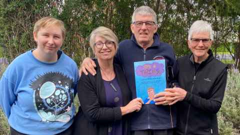 L-R, Kate McCullough, Professor Suzanne Purdy, Ian and Cathy Marshall.