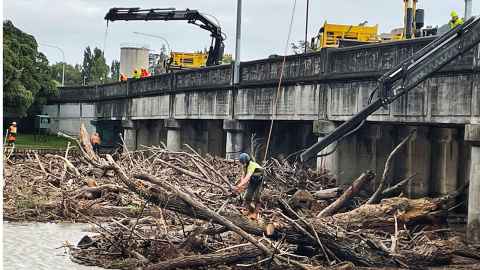 Bridge damage by Cyclone Gabriele in Gisborne.