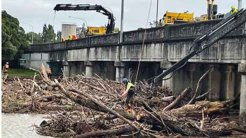 Bridge damage by Cyclone Gabriele in Gisborne. 