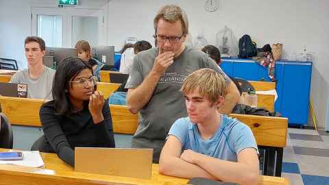 People in a classroom.