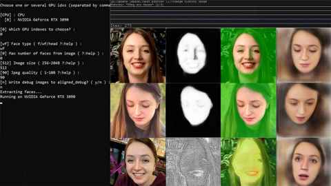 A computer screen with differently filtered and distorted images.