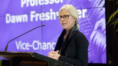 Vice-Chancellor Professor Dawn Freshwater at the inaugural Researchers with global impact event.