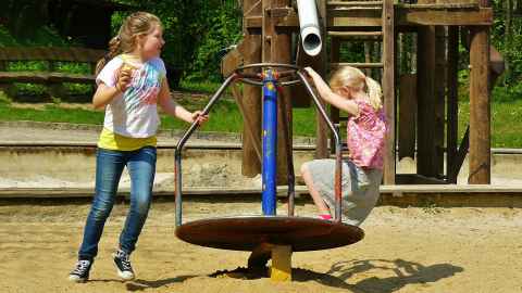 Two girls at a playground