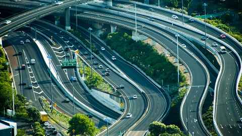 Aerial view of Auckland motorway 