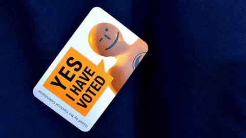 Sticker with text on it: I've voted