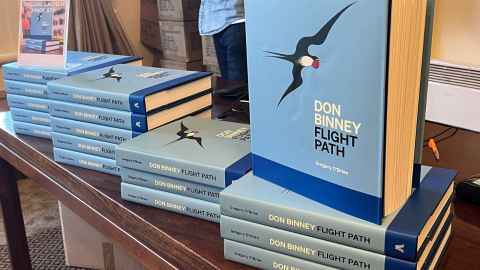 Don Binney: Flight Path books on sale at the launch.