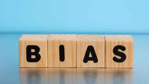 Blocks spelling out the word 'bias'.