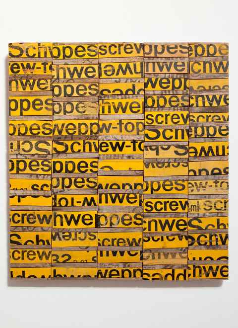 Rosalie Gascoigne (1917-1999), Wattle and Daub, 1992, sawn and split soft-drink crates on plywood, 715 x 650mm