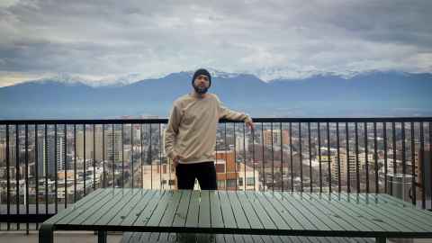 Gustavo Pernia with the Andes behind him.