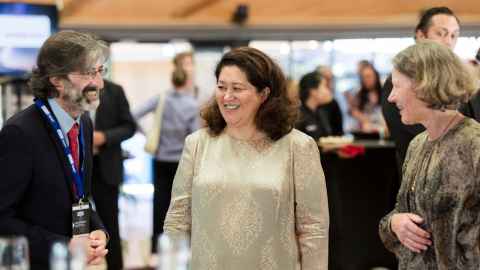 Professor Giovanni Coco, Dame Cindy Kiro and Professor Jacqueline Beggs, co-director of Ngā Ara Whetū