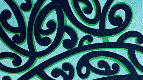 Reuben Paterson, 'Relax with Frankie's Whānau' (detail) (2002). Glitter on canvas. The University of Auckland Art Collection, Faculty of Education Collection.