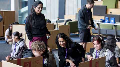 Vandi Verma at the robotics workshops for Auckland high school students.
