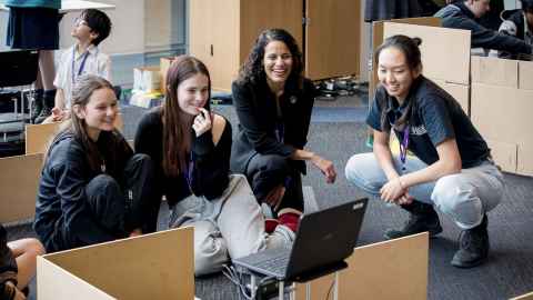 Vandi Verma at the robotics workshops for Auckland high school students.
