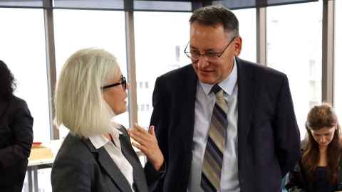 The Vice-Chancellor Professor Dawn Freshwater and the Hon Dr Shane Reti, Minister for Research, Innovation and Technology and Universities at the Auckland Bioengineering Institute.