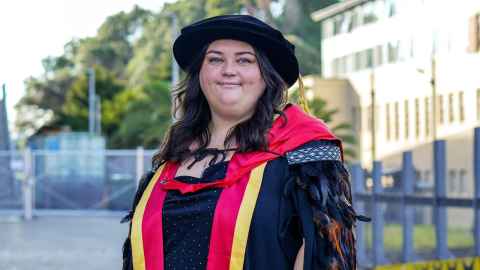 Dr Ashlea Gillon wearing her academic regalia