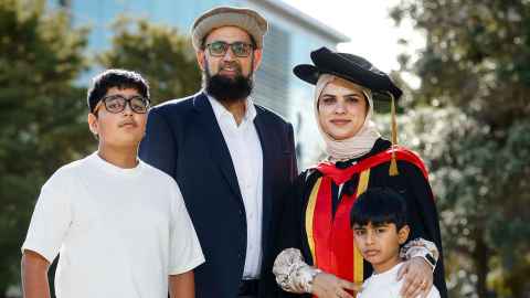 Dr Adeel with sons and husband Syed Adeel Ali who inspired her PhD research.