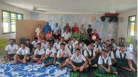 Image of students and teachers at a school in Tokelau.