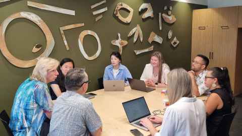 GoogleFirst week of the MBA capstone experience: Kai’s Education co-founders and their Community Manager Olivia Yeo briefing the MBA team. headquarters, San Francisco: Wender Martins takes a selfie with Professor Christine Woods and some of the students.