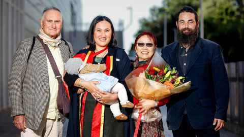Paul McSherry, Alice with Huia, Anna McSherry and Brenton Stockman. Photo: Chris Loufte