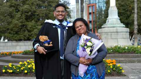 Image of Saula Lasaganibau with mother Dr Manaini Lasaganibau. Photo William Chea