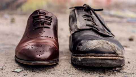 men's shoes; old shoe new shoe 