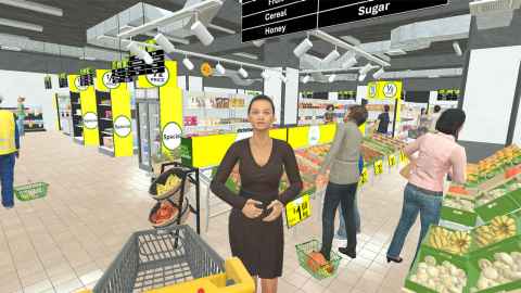 VR avatar in a VR supermarket setting