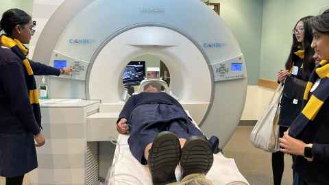 Students learn about MRI scans at the Brain Bee.