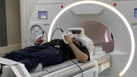 Justin lying in MRI machine