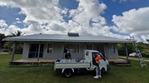 Reflective white roof coatings have been applied to about 100 roofs in Niue.