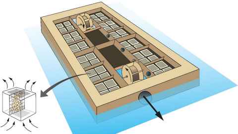 A schematic image of a traditional floating upweller system. 
