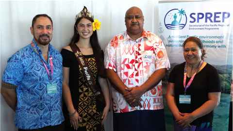 Image of Willem Van Der Ent, Miss Pacific, Litara Ieremia Allan, SPREP Director General, Sefanaia Nawadra and Pro Vice-Chancellor Professor Jemaima Tiatia-Siau in Apia.