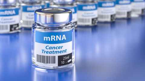 fictitious image of vial of mRNA for cancer 