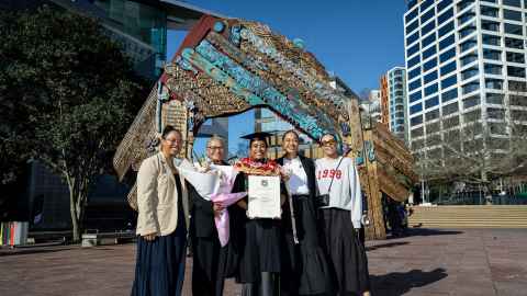 Christian Baledrokadroka with her whānau. Photo: Chris Loufte