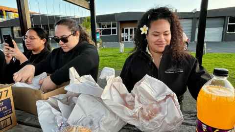 Image of Jaide Awhina Hetutu, Madeleine France and Folau Langi.