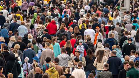 Overcrowded city square in Russia 