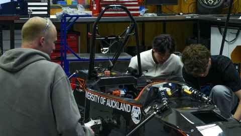 Team members at the FSAE workshop