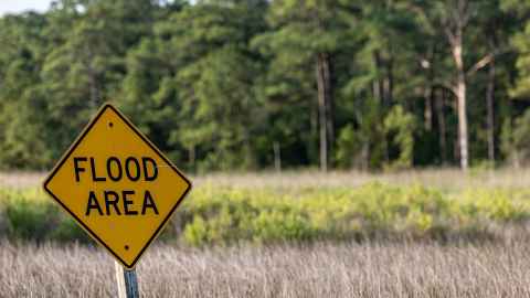 Sign, saying 'Flood Area'. 