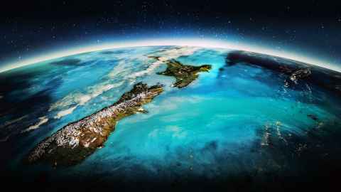 Satellite image on New Zealand from space.