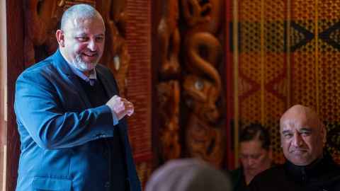 Professor Jason Mika speaking at Waipapa Marae
