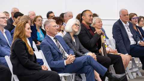 Front from left, Council member Candace Kinser, Hon Paul Goldsmith, VC Dawn Freshwater, Margaret Waller, new COO Mark Gregory, Sarah Young, Adrienne Cleland