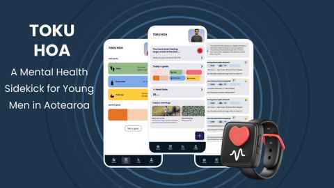 Three phone screens with the app and Toku Hoa comments