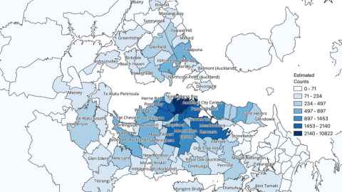 Estimated number of trips from suburbs to Auckland CBD in the 7am to 9am rush hours in August 2024.  Graphic: Hyesop Shin.