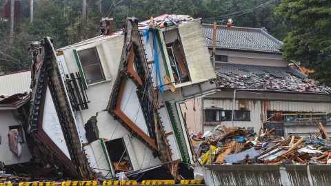 Scenes of damaged buildings following the Tohoku earthquake, 2011. 