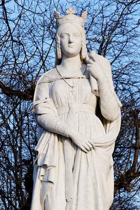A statue of St Bathild in the Jardin du Luxembourg in Paris.