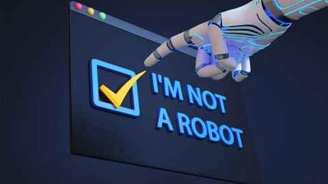 Image of robot hand clicking the 'i am not a robot' box