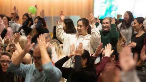 The audience gets into the spirit of things with some 'hand dancing'. Photo: Dean Carruthers