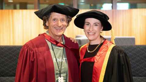 Ralph with colleague Dr Sarah Knox, a senior lecturer in the Dance Studies programme, and a former professional contemporary dancer