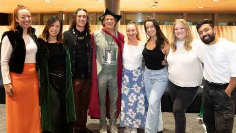 Ralph with a group of former students. Photo: Dean Carruthers